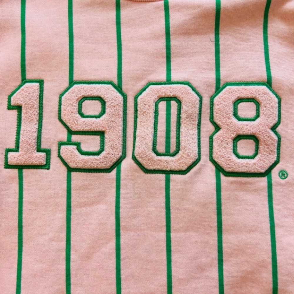 1908 Pink and Green Crew Neck Sweatshirt - Picture 3 of 4